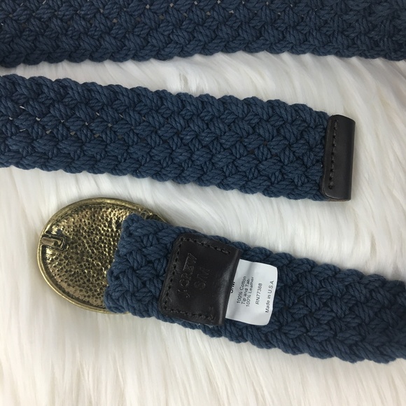 💎SOLD💎J. CREW Brass Sailboat Belt Blue Woven - Picture 4 of 4